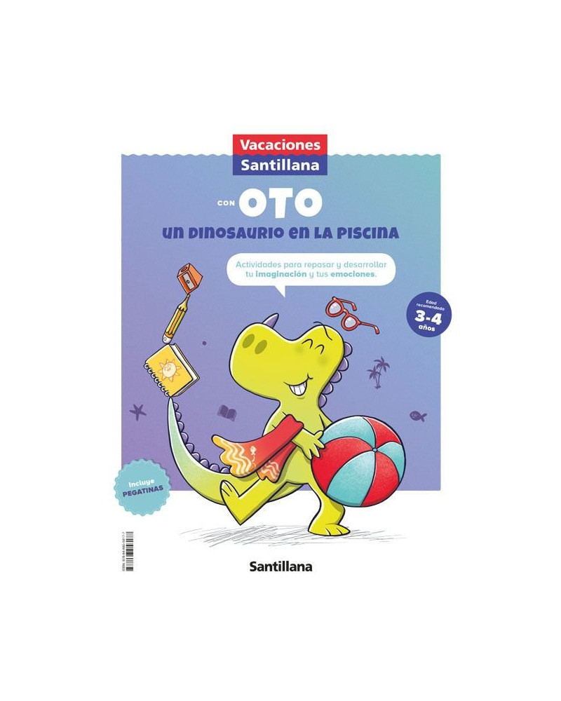 Vacaciones Santillana con Oto, un dinosaurio en la piscina