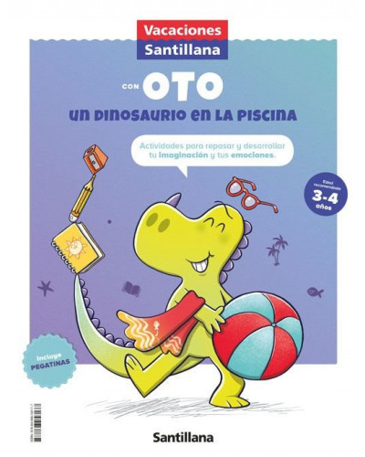 Vacaciones Santillana con Oto, un dinosaurio en la piscina