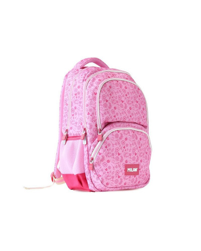 Mochila escolar 4 cremalleras 48x34 serie Pink Flowers