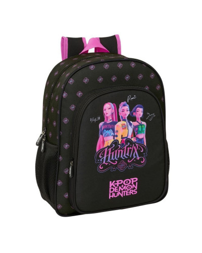 Mochila junior adaptable a carro k-pop demon hunters negra