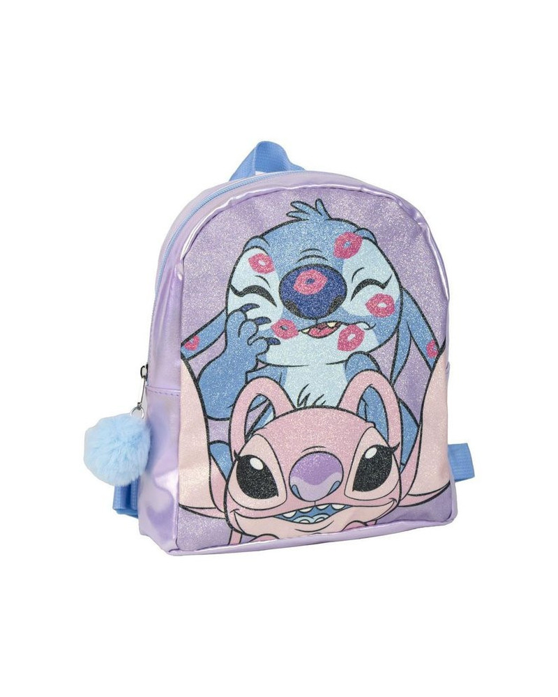 Mochila casual fantasia glitter + iridiscente stitch