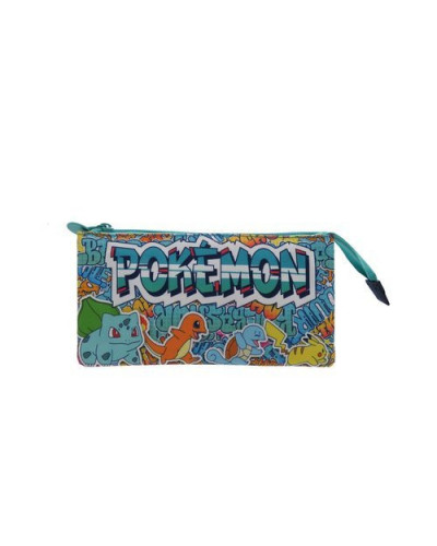 Estuche portatodo triple Pokémon Urban Colors con cinta trasera