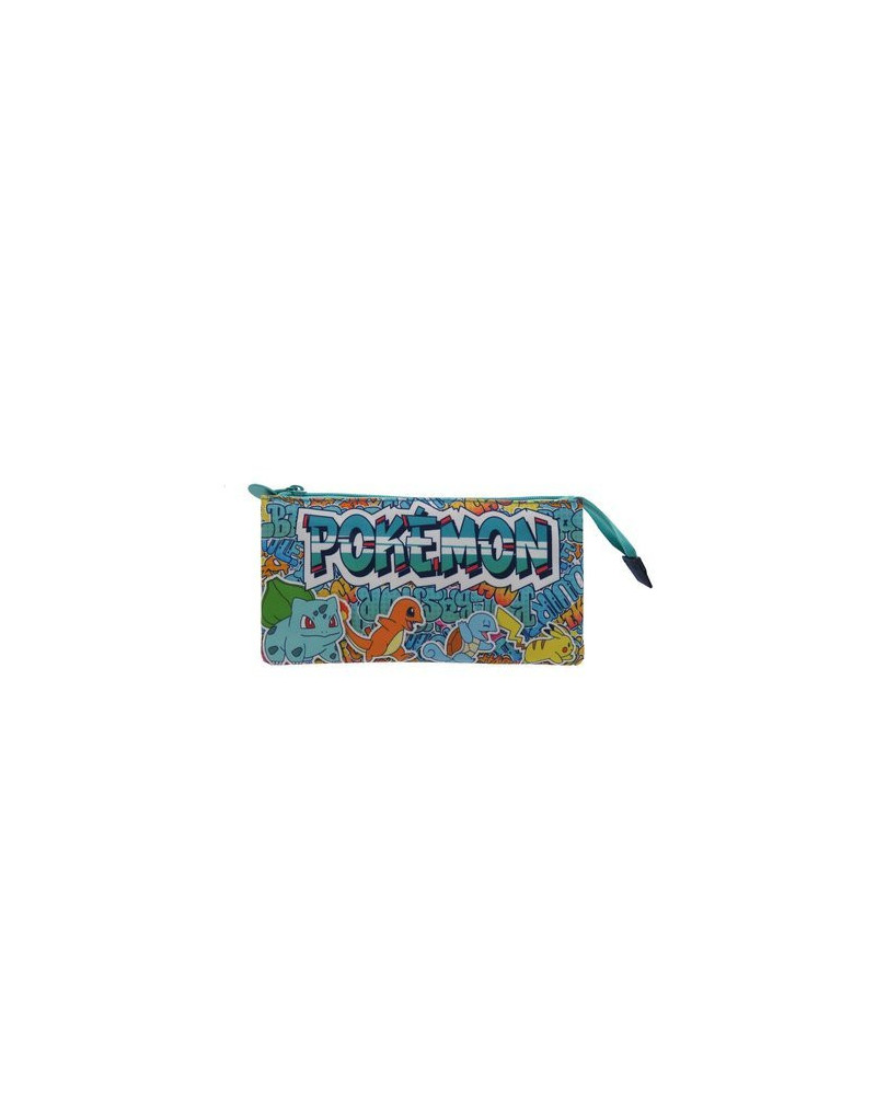 Estuche portatodo triple Pokémon Urban Colors con cinta trasera